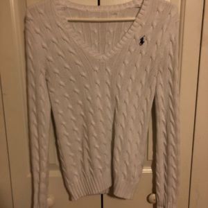 White V-neck sweater